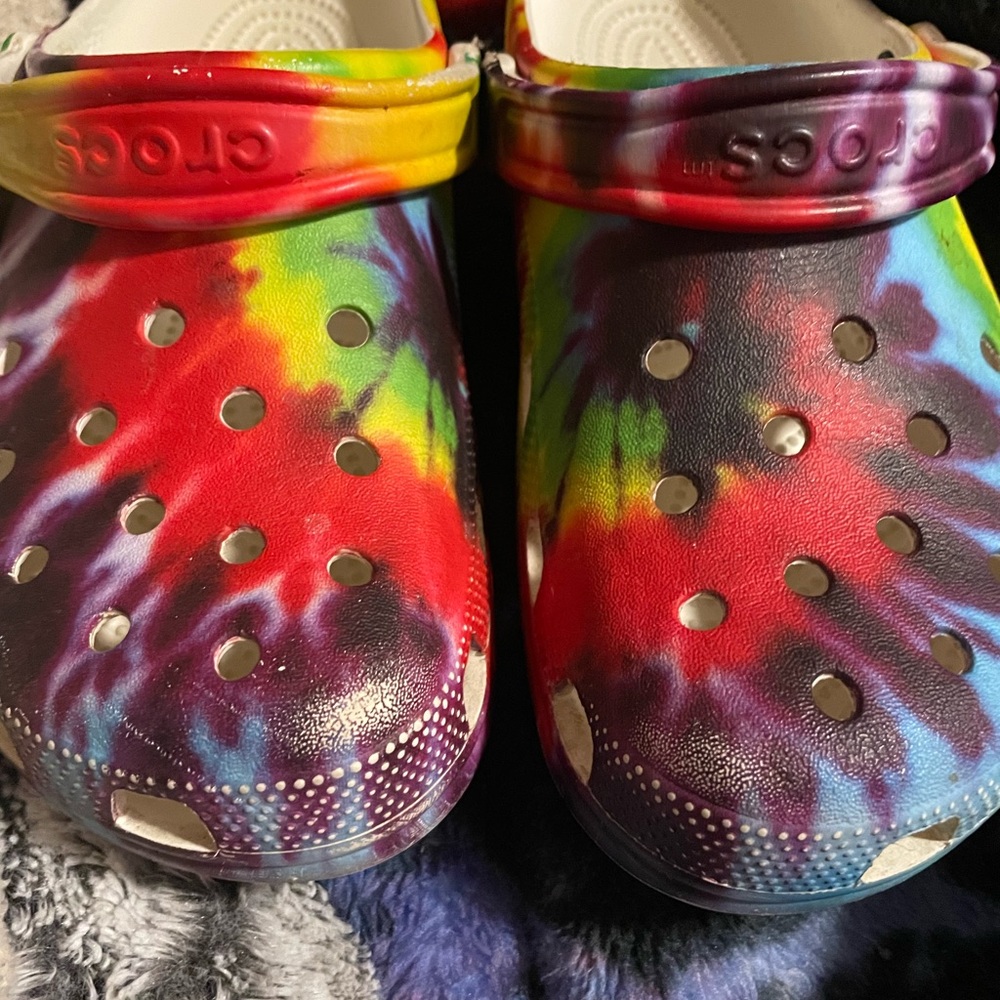 Tie dye crocs